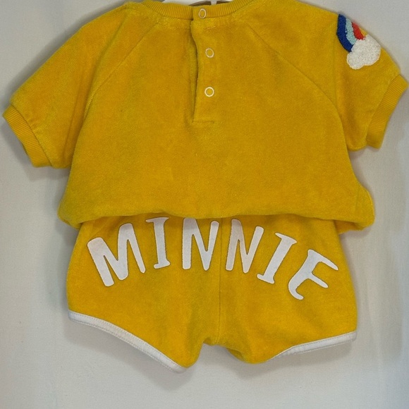 Disney Baby Minnie Mouse Summer Yellow French Terry Shorts Shirt size 12-18month - Picture 3 of 8